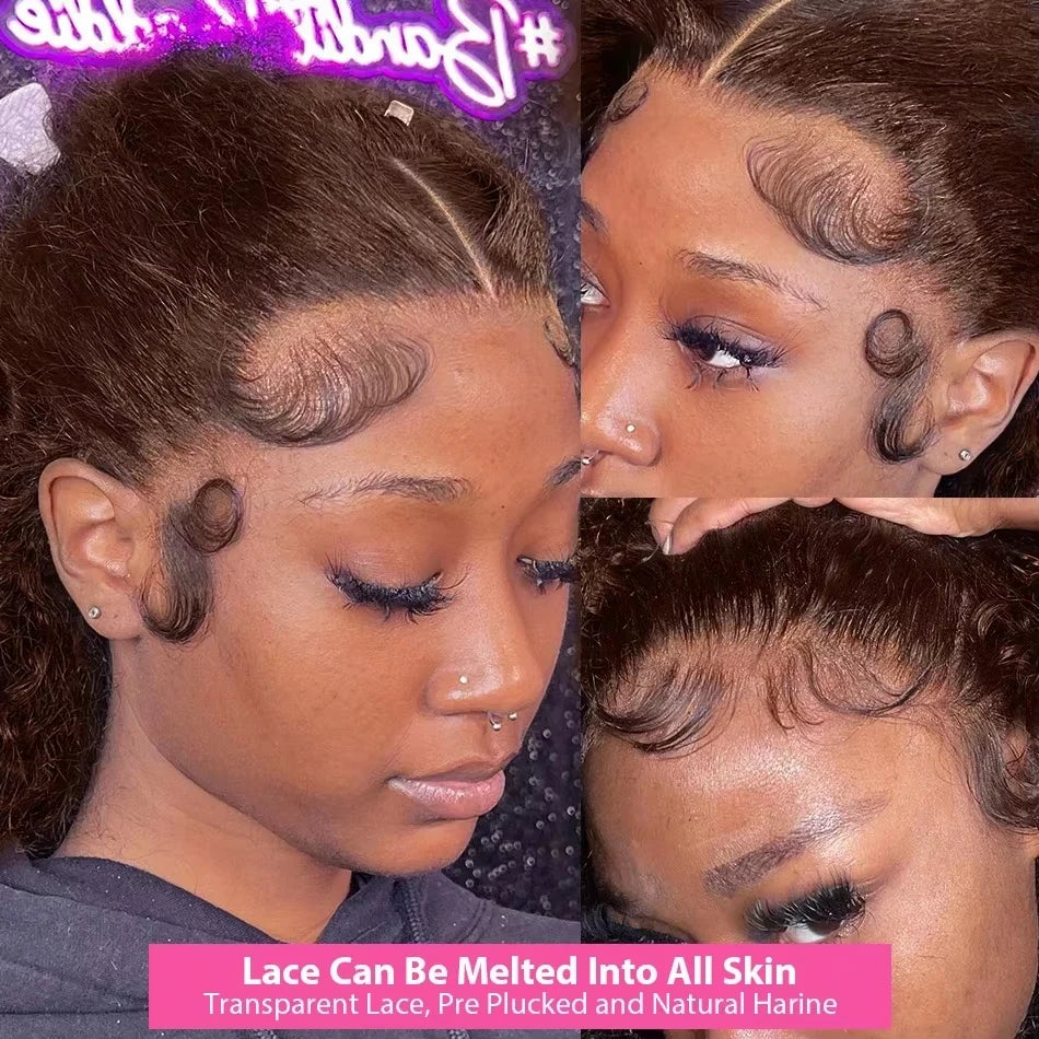 13X4 Chocolate Brown Lace Front Wigs Brazilian 13X6 Hd Lace Frontal Wig 100% Brown Curly Human Hair Pre Plucked Wigs For Women