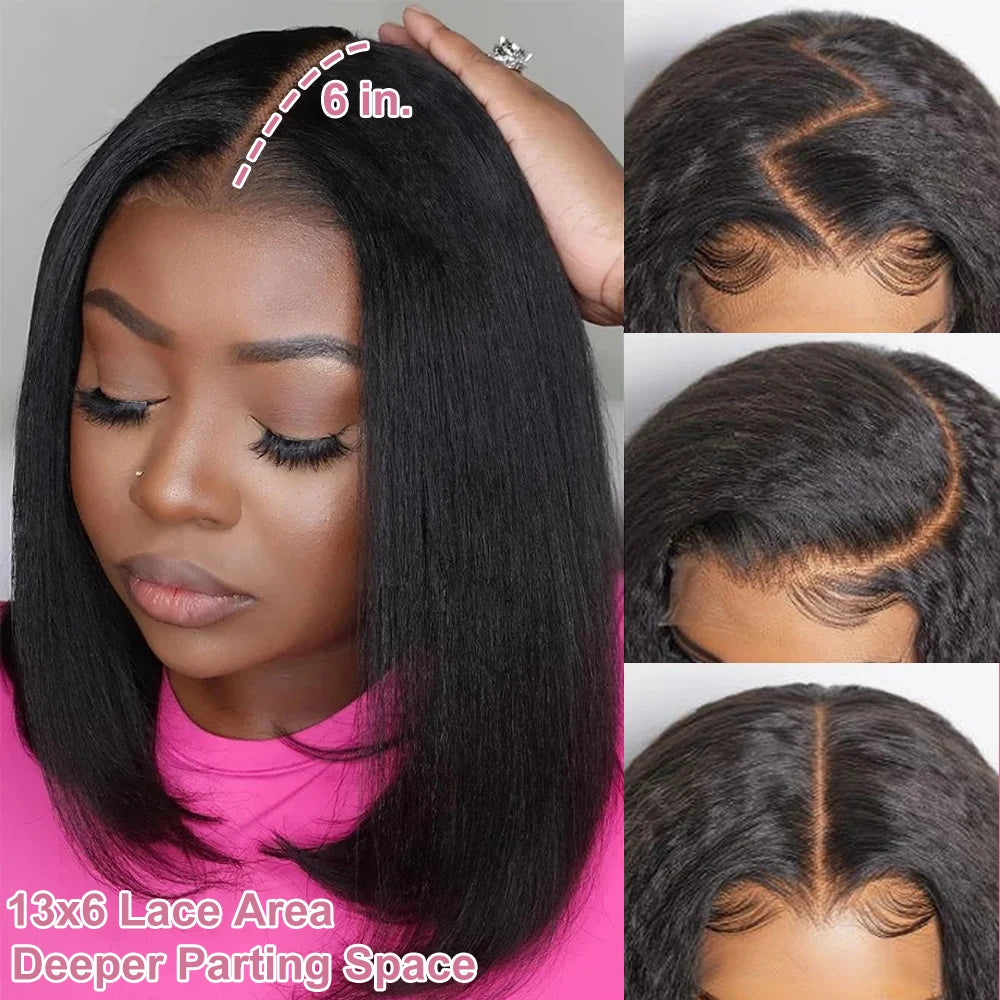 Kinky Straight Bob Glueless Human Hair