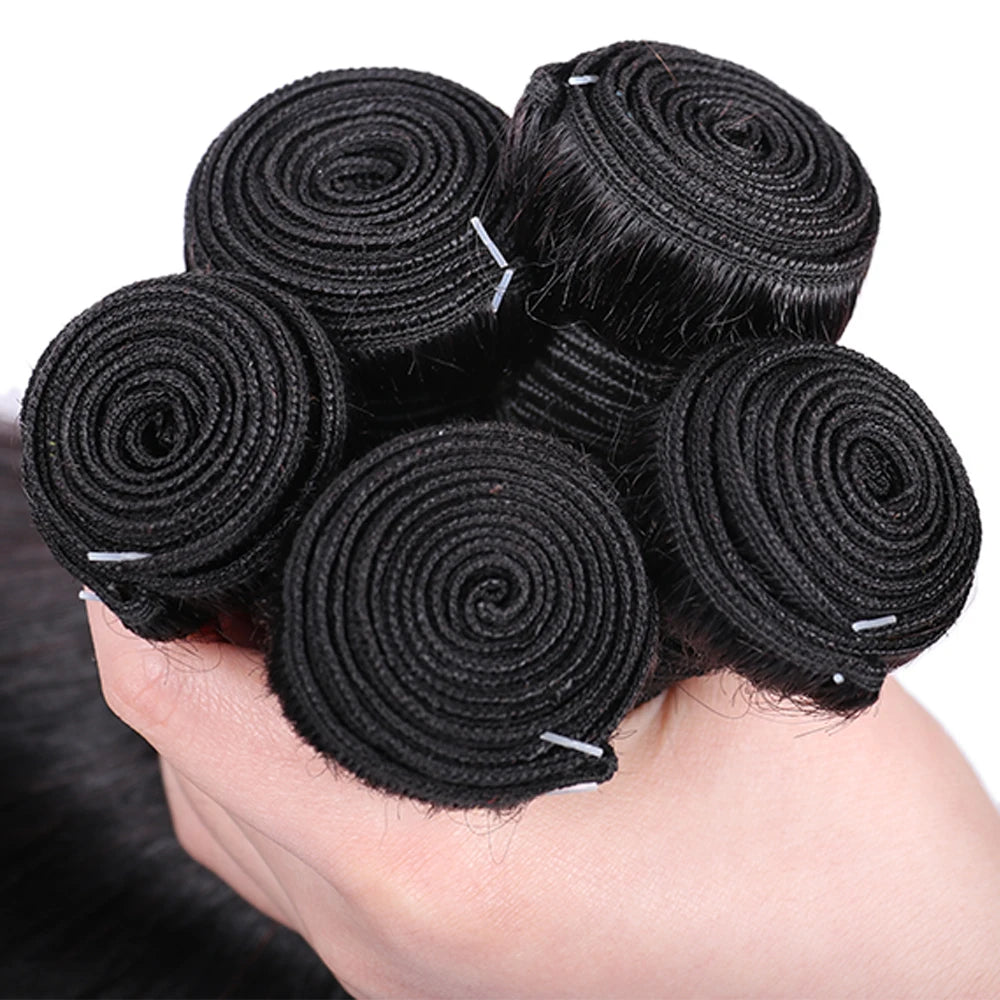 Natural Color Brazilian Human Hair Straight Bundles 10-40 Inches 1/3/4 Bundle Remy Human Hair Extensions Double Weft Braiding