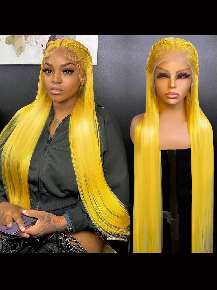 220 Density Light Yellow Straight 13x6 HD Lace Frontal Wigs 100% Human Hair Brazilian 613 Golden Colored Remy Wig Pre Plucked 40
