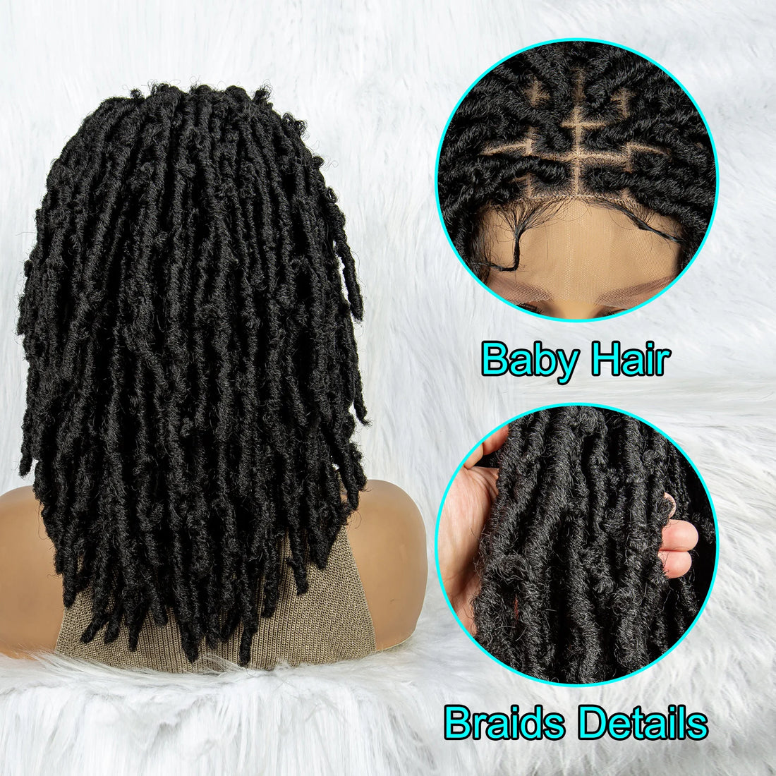 Synthetic Lace Front Wig Braided Wigs Dreadlock Wig 16 inches Short Knotless Butterfly Locs Wigs for Black Women Synthetic Wig