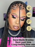 36Inch Cornrow Braided Wigs Synthetic Full Lace Knotless Braided Lace Wig With Baby Hair Small Part Braids Wig For Black Women