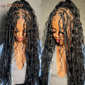 Boho Box Braided Wigs Curly Hair Synthetic Full Lace Front Wigs for Black Women Goddess Locs Braid Wig Bohemian Box Braid Wig