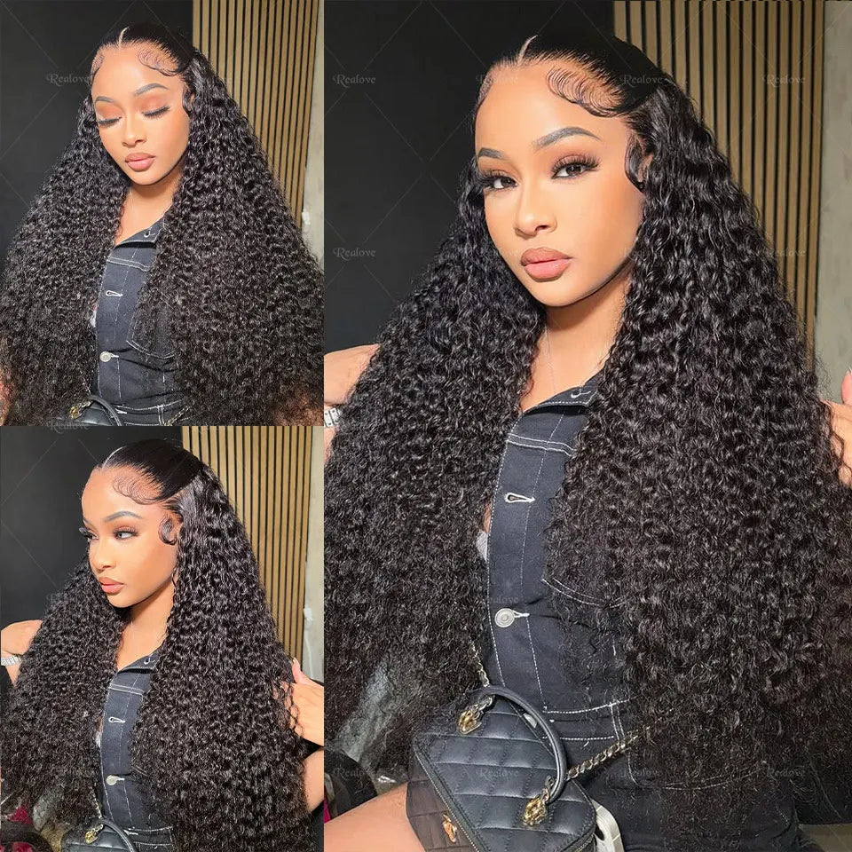 15A Raw 250% Deep Curly Human Hair Wigs 13x6 HD Lace Frontal Wig Full Cuticle Water Wave Lace Front Human Hair Wig Glueless Wigs