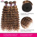P4/27 Highlight Deep Wave Bundles Ombre Brown Curly Human Hair Bundle 1/3/4 PCS Brazilian Remy Virgin 100% Human Hair Extensions