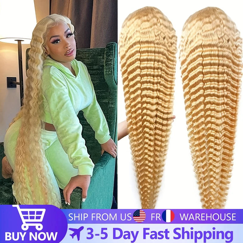 613 13x6 HD Lace Frontal Wig Human Hair Blonde 13x4 Lace Front Curly Wigs Deep Wave 30 inch Wigs for Women Choice