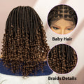 16 Inches Short Box Braided Full Lace Wigs for Black Women Brown Box Braiding Hair Wigs African Braids Lace Wigs Curly Ends Wig