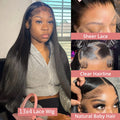 40 46Inch Bone Straight Lace Front Wigs Human Hair 13x6 360 Hd Lace Frontal Wig Brazilian Hair PrePlucked For Women 300% Density