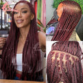 Burgundy Full Lace Braided Wigs for Black Women Synthetic Knotless Cornrow Braided Wigs Godness Side Part Wig Box Braids Wig