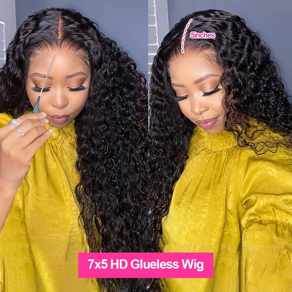 Water Wave Glueless Wig Human Hair Curly 13x6 13x4 HD Frontal Wig 250% Deep Wave Wigs Wear Go 7x5 HD Lace Closure Wig Sale CEXXY