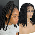 Short Spring Twist Braids Wig Synthetic Full Lace Front Passion Twists Wigs Curly Ends Knotless Box Twist Braiding Wig For Women