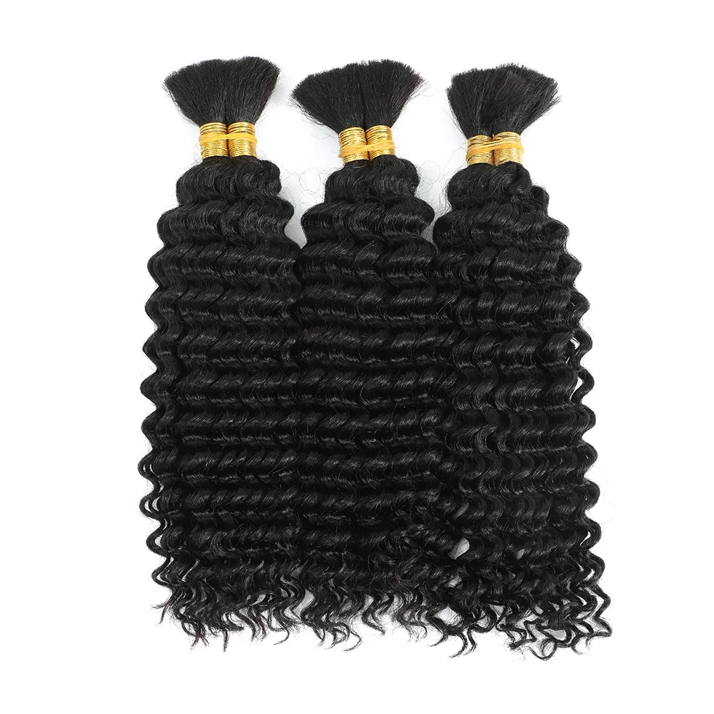 Boho Braids Human Hair Bulk 2Bundles Deep Wave For Braiding Curly Hair Bundles No Weft Brazilian 100 Gram Colored Hair