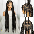 Synthetic Transparent Full Lace Braided Wigs Knotless Box Braids Wig for Black Women 34 inches Synthetic Hair Wig Long Black