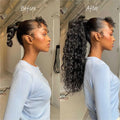 Deep Wave Drawstring Ponytail Human Hair Ponytails #1B Natural Black Curly Clip In Hair Extensions For Daily Cosplay 1 Pieces