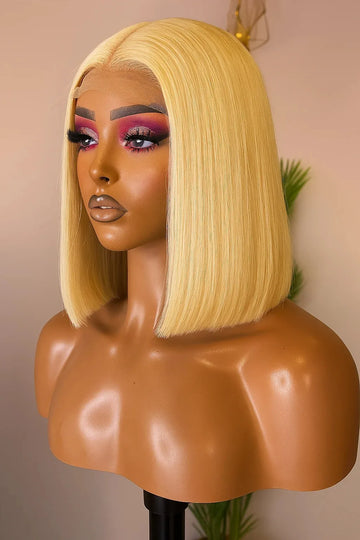 Blonde Bob Wig Human Hair 613 Lace Front Wigs Human Hair 200% Density 13x4 HD Lace Frontal Wig PrePlucked Short Straight Bob Wig