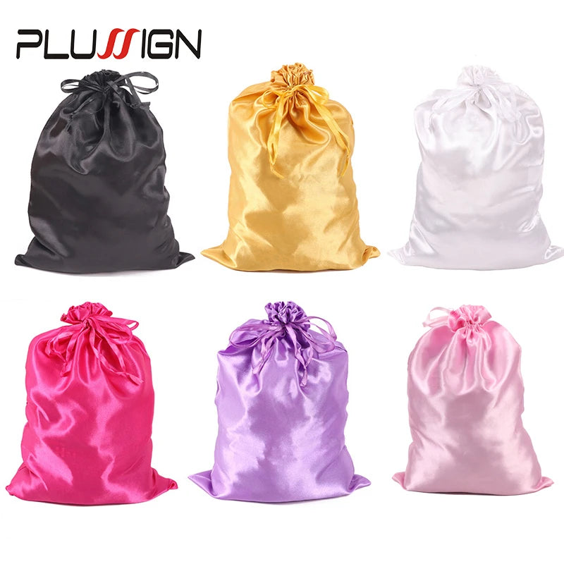 Satin Storage Bags 25*35cm wig storage Satin Wig Bags Black Pink Soft Silk Wig Bag For Hair Wig Packaging Tools