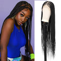Synthetic Long Full Lace Knotless Box Braided Wigs for Black Women Twisted Braids Lace Frontal Black Cornrow Wig with Baby Hair