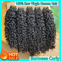 SWANEE Burmese Curly Human Hair Bundles Raw Hair Bundles 12A Curly Human Virgin Hair Weaving For Women Natural Black Color