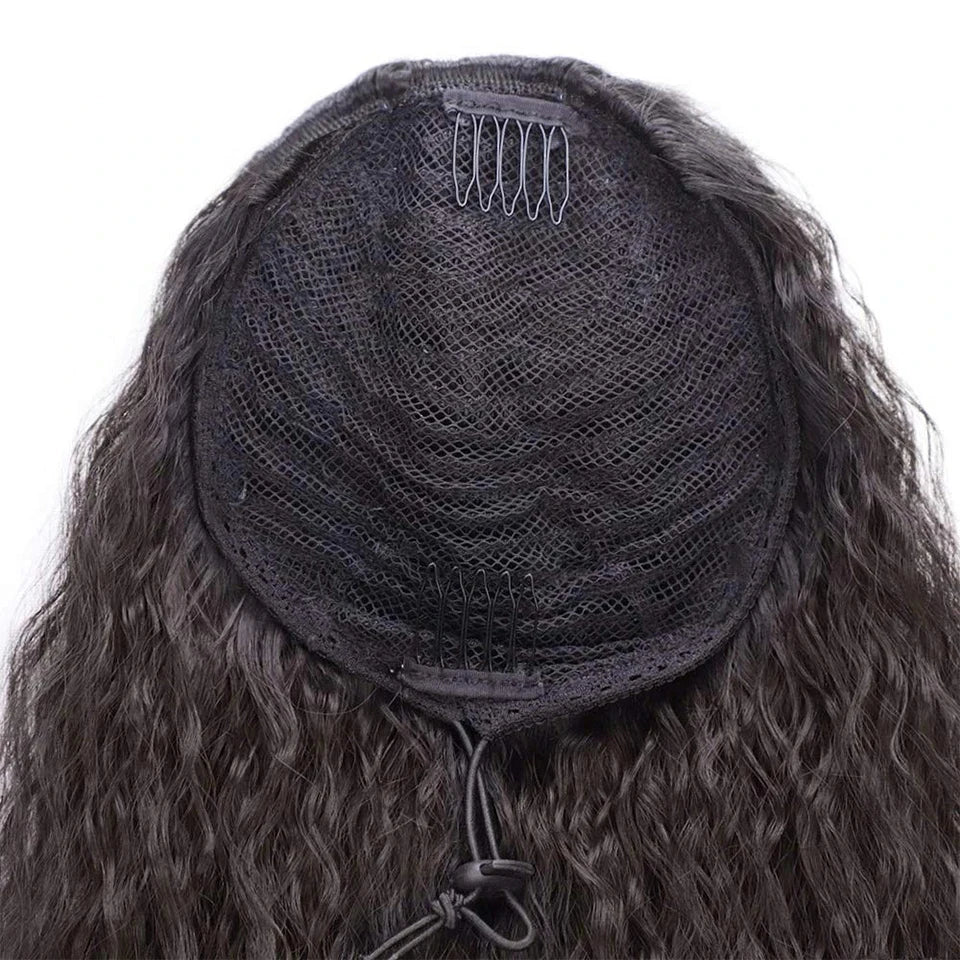 8-26 Inch Drawstring Ponytail Kinky Curly Human Hair Brazilian Ponytail Remy Brazilian Hair Extensions Clip In Natural Black