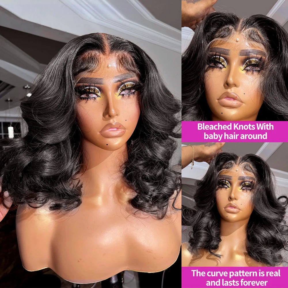 Body Wave Bob Wig 13x6 Transparent Hd Lace Frontal Wig Brazilian Virgin Remy Water Wave 13x4 Glueless Human Hair Wig 250 Density