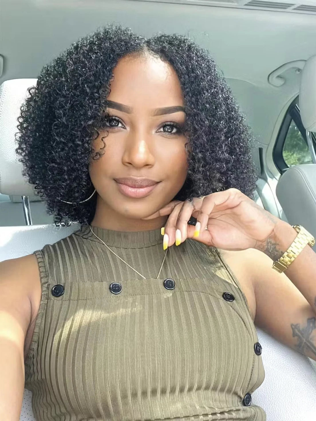 V Part Wig Human Hair Kinky Curly Glueless Wigs Human Hair Afro Pizzazz Wig No Leave Out For Black Brazilian hair wigs 40 inch