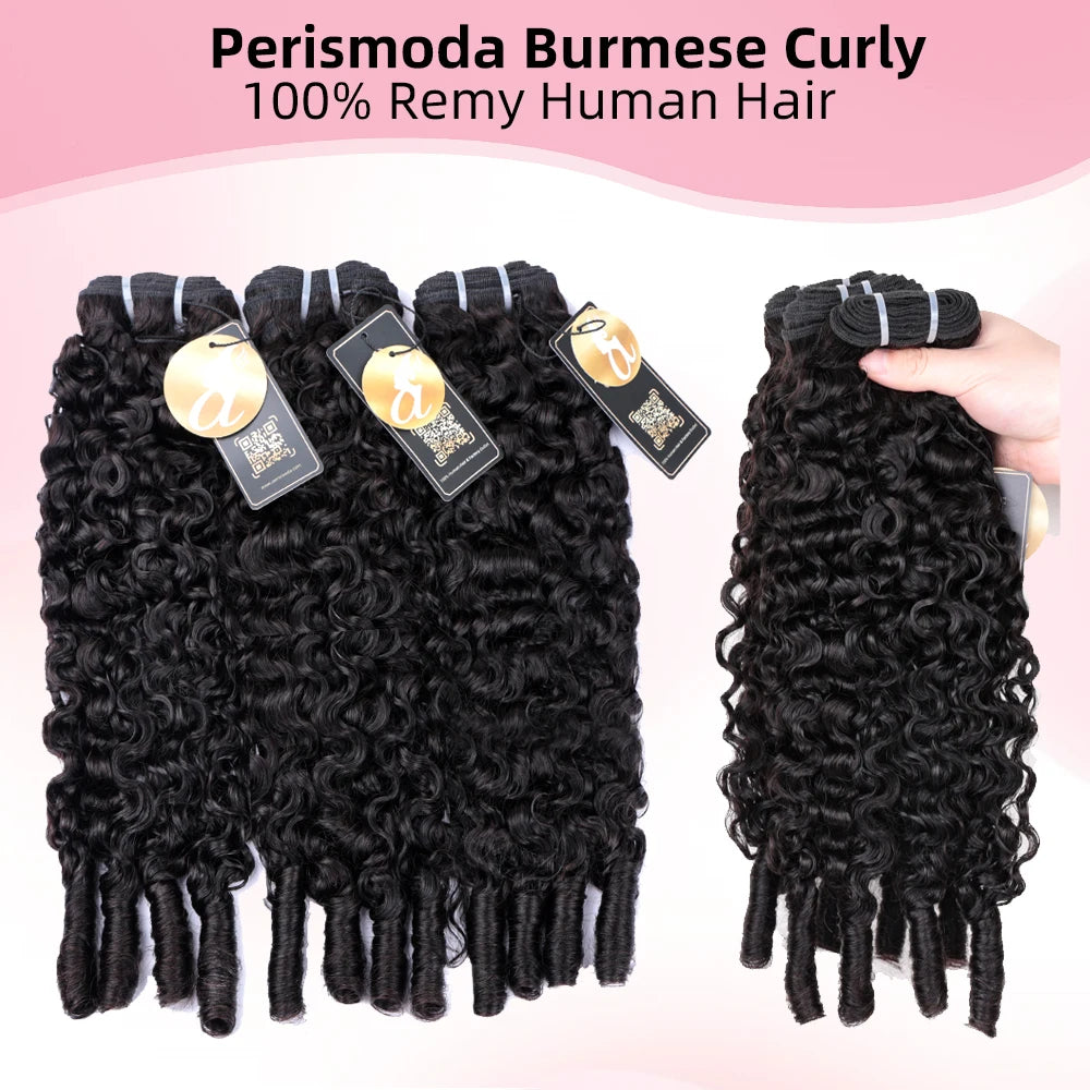 PerisModa 15A Burmese Curly Bundles 100% Human Hair Bundles Pix Curly Bundles Raw Unprocessed Human Hair Extensions 1/3/4 Pcs