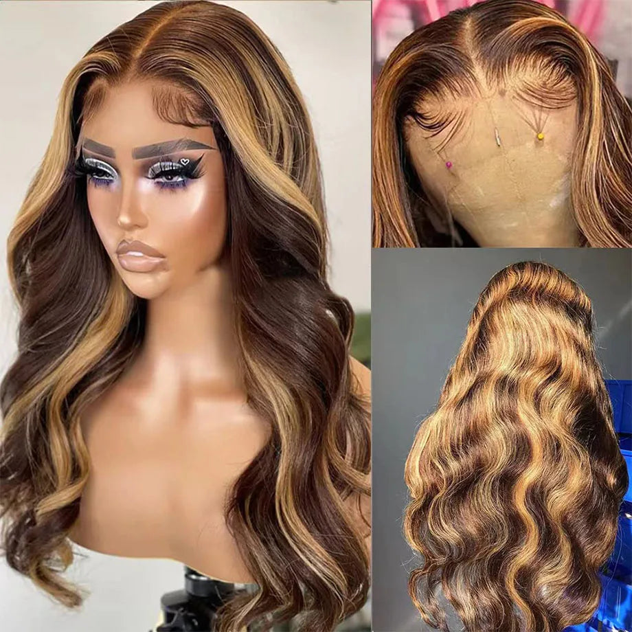 Body Wave Highlight Wigs Human Hair 13x4 13x6 Lace Frontal Wig Brazilian Colored Human Hair Wigs For Women Loose Deep Wave Sale