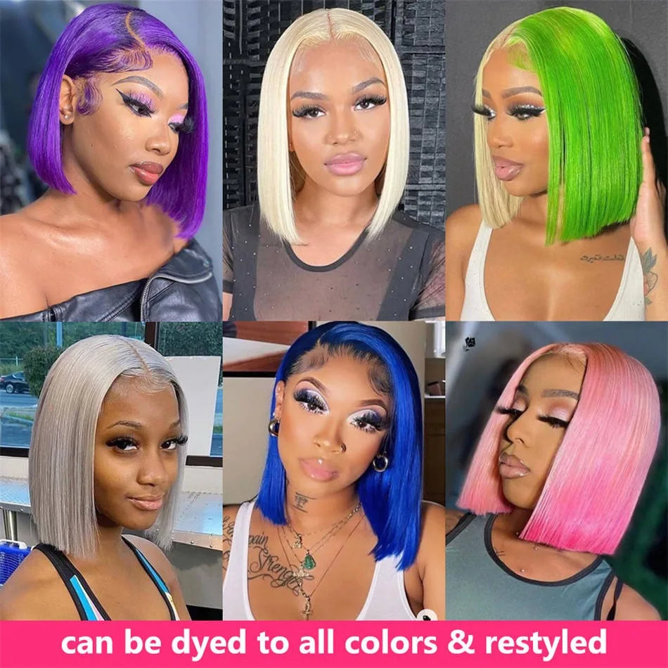 Blonde Bob Wig Human Hair 613 Lace Front Wigs Human Hair 200% Density 13x4 HD Lace Frontal Wig PrePlucked Short Straight Bob Wig