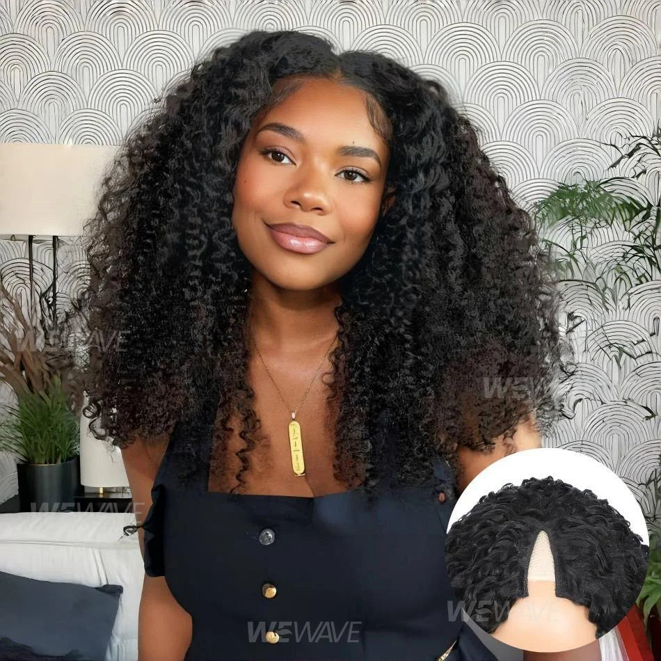 V Part Wig Human Hair Curly Wig No Leave Out Glueless Wig With Clip For Women No Sew In 30 Inch None Lace Front Wigs Natural Wig