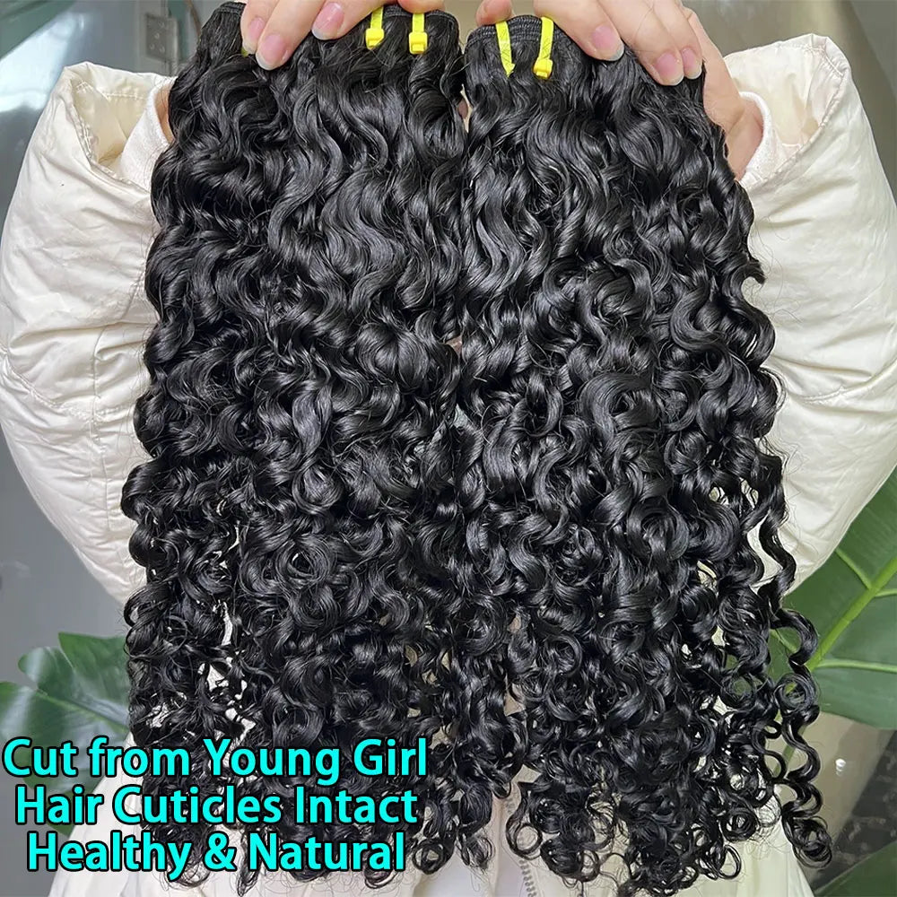 SWANEE Burmese Curly Human Hair Bundles Raw Hair Bundles 12A Curly Human Virgin Hair Weaving For Women Natural Black Color