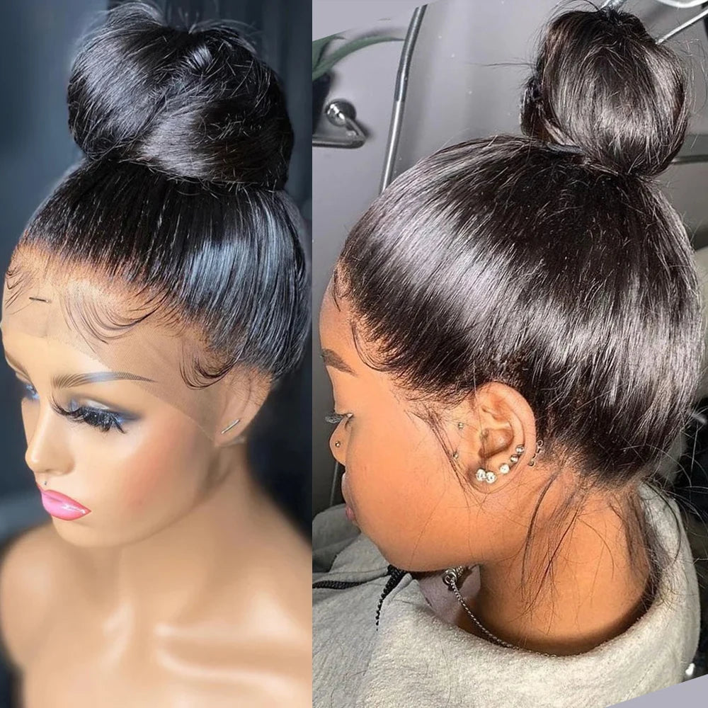 250 Density Straight Lace Frontal Wig Invisible Strap 360 HD Full Lace Glueless Wig Bone Straight Lace Front Human Hair Wig