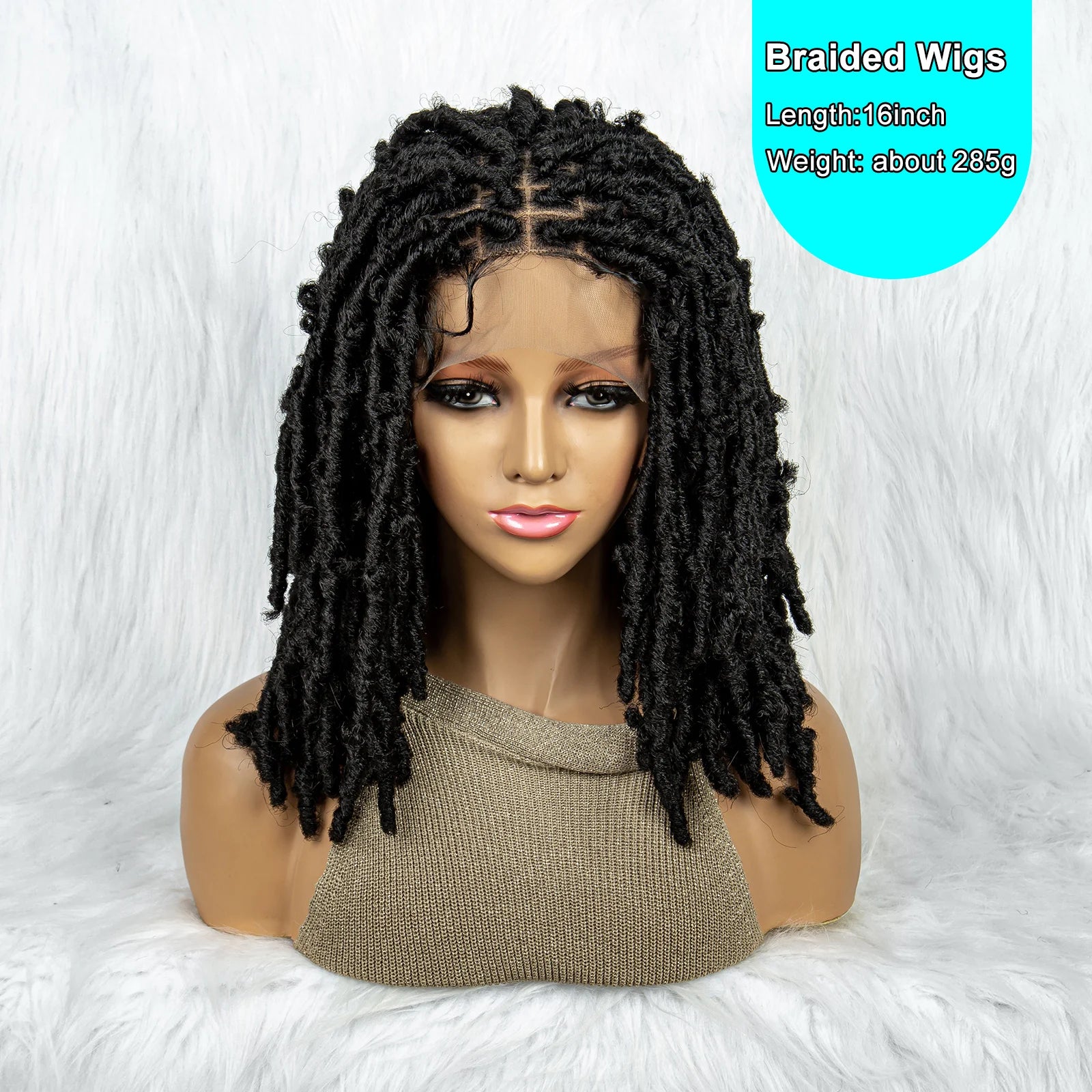 Synthetic Lace Front Wig Braided Wigs Dreadlock Wig 16 inches Short Knotless Butterfly Locs Wigs for Black Women Synthetic Wig