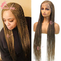Burgundy Full Lace Braided Wigs for Black Women Synthetic Knotless Cornrow Braided Wigs Godness Side Part Wig Box Braids Wig