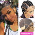 360 Full Lace Cornrow Braided Wigs For Black Women Synthetic Knotless 20